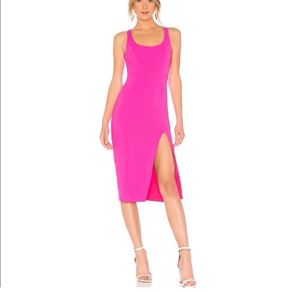 JAYGODFREY 💘 New Fuchsia Midi Dress Sz 4 Pics don’t do justice